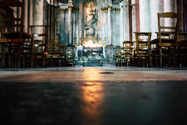 Reims Fransa 13 Ağustos 2018 öğleden sonra Notre Dame Katedrali Reims içinde mimarisinin görünümü