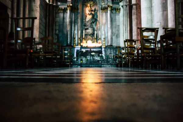 Reims Frankreich August 2018 Blick Auf Die Architektur Der Kathedrale — Stockfoto