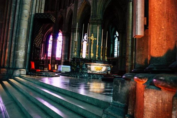Reims Frankreich August 2018 Blick Auf Die Architektur Der Kathedrale — Stockfoto