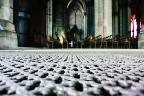 Reims Fransa 13 Ağustos 2018 öğleden sonra Notre Dame Katedrali Reims içinde mimarisinin görünümü