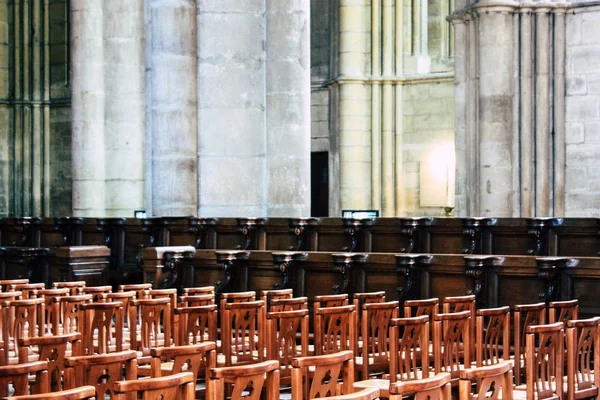 Reims Fransa 13 Ağustos 2018 öğleden sonra Notre Dame Katedrali Reims içinde mimarisinin görünümü