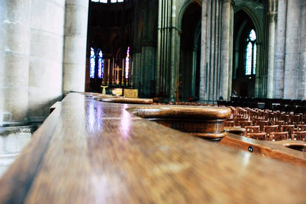 Reims Fransa 13 Ağustos 2018 öğleden sonra Notre Dame Katedrali Reims içinde mimarisinin görünümü