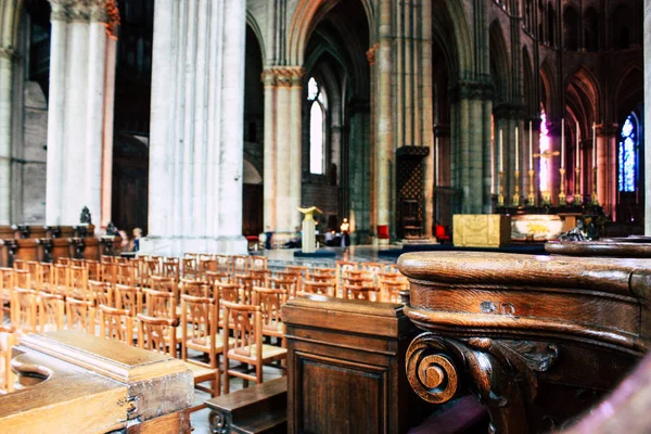 Reims France Agustus 2018 Pemandangan Arsitektur Dalam Katedral Notre Dame — Stok Foto