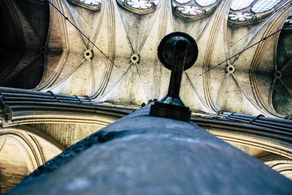 Reims Fransa 13 Ağustos 2018 öğleden sonra Notre Dame Katedrali Reims içinde mimarisinin görünümü