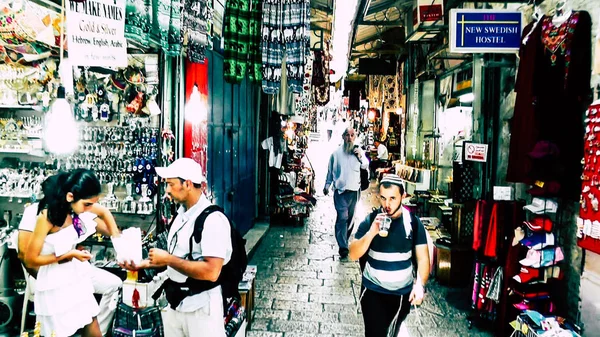 Jerusalem Israel June 2018 View Unknowns People Walking Bazaar Jaffa — Stock Photo, Image