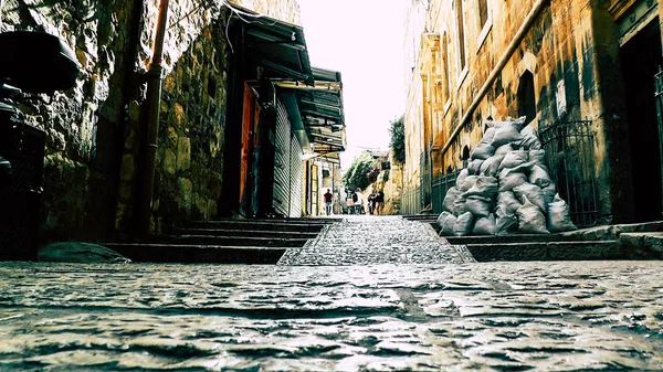 Jerusalén Israel Junio 2018 Vista Gente Desconocida Caminando Bazar Calle — Foto de Stock