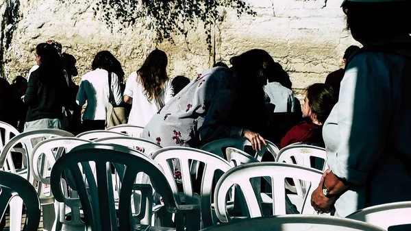 Jerusalén Israel Junio 2018 Vista Mujeres Desconocidas Rezando Frente Muro — Foto de Stock