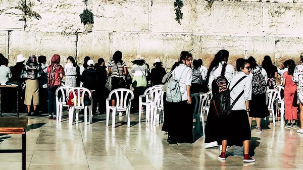 Jerusalén Israel Junio 2018 Vista Mujeres Desconocidas Rezando Frente Muro — Foto de Stock