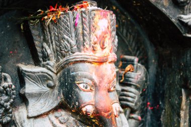 Katmandu Nepal 21 Ağustos 2018 Thamel Street Kathmandu Nepal Dili görünümü tapınakta sabah