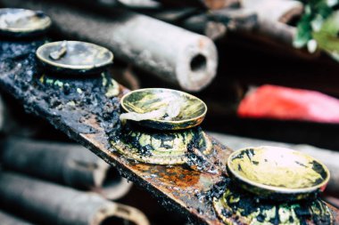 Katmandu Nepal 21 Ağustos 2018 Thamel Street Kathmandu Nepal Dili görünümü tapınakta sabah