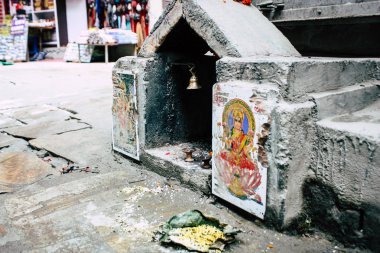 Katmandu Nepal 21 Ağustos 2018 Thamel Street Kathmandu Nepal Dili görünümü tapınakta sabah