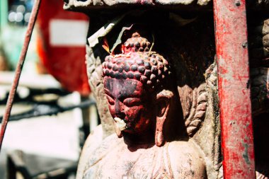 Katmandu Nepal 21 Ağustos 2018 Thamel Street Kathmandu Nepal Dili görünümü tapınakta sabah