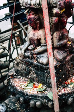 Katmandu Nepal 21 Ağustos 2018 Thamel Street Kathmandu Nepal Dili görünümü tapınakta sabah