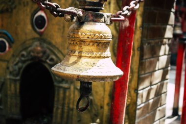 Katmandu Nepal 21 Ağustos 2018 Thamel Street Kathmandu Nepal Dili görünümü tapınakta sabah