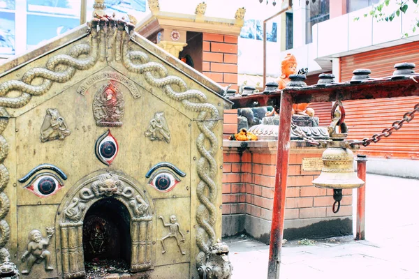 Kathmandu Nepal Agosto 2018 Vista Templo Nepalês Rua Thamel Kathmandu — Fotografia de Stock