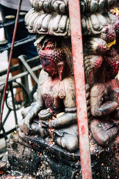 Kathmandu Nepal Sierpień 2018 Widok Nepalski Temple Street Thamel Katmandu — Zdjęcie stockowe