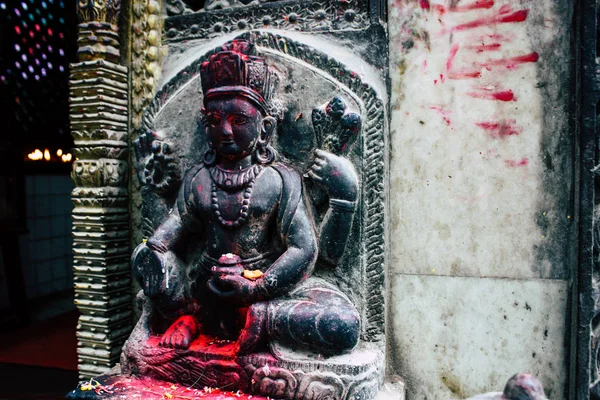 Katmandú Nepal Agosto 2018 Vista Del Templo Nepalí Calle Thamel —  Fotos de Stock