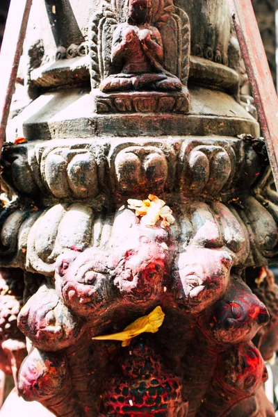 Katmandú Nepal Agosto 2018 Vista Del Templo Nepalí Calle Thamel — Foto de Stock