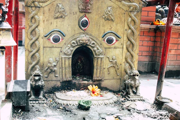 Katmandú Nepal Agosto 2018 Vista Del Templo Nepalí Calle Thamel —  Fotos de Stock