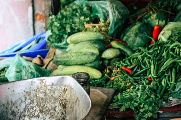 Катманду Непал Серпня 2018 Крупним Планом Різних Овочів Продаються Ринку — стокове фото