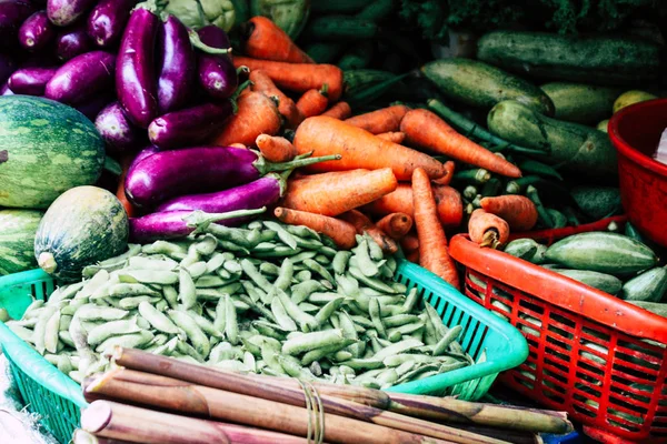 Kathmandu Nepal Augustus 2018 Close Van Diverse Groenten Verkocht Markt — Stockfoto