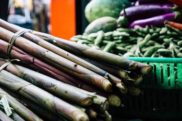 Kathmandu Nepal Augusti 2018 Närbild Olika Grönsaker Som Säljs Marknaden — Stockfoto