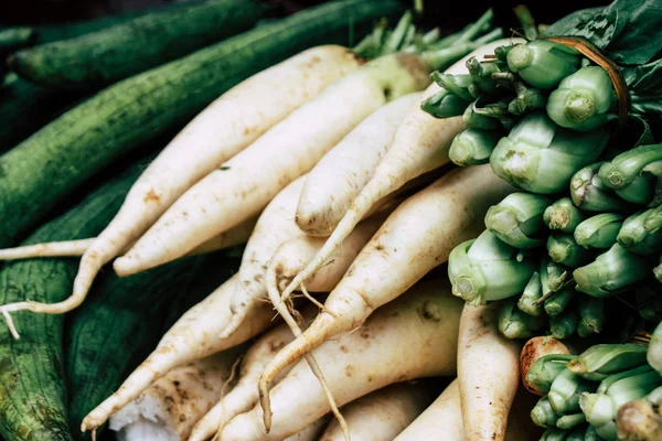 Kathmandu Nepal August 2018 Nahaufnahme Verschiedener Gemüse Verkauft Auf Dem — Stockfoto