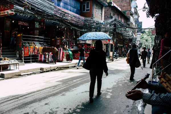 Katmandu Nepal Ağustos 2018 Görünümü Bilinmeyen Insan Katmandu Thamel Sokakta — Stok fotoğraf