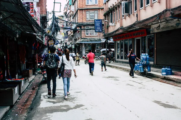 Katmandu Nepal Ağustos 2018 Görünümü Bilinmeyen Insan Katmandu Sokakta Thamel — Stok fotoğraf