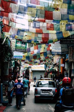 Katmandu Nepal 21 Ağustos 2018 görünümü bilinmeyen insan Katmandu sokakta Thamel sabah yürüyüş