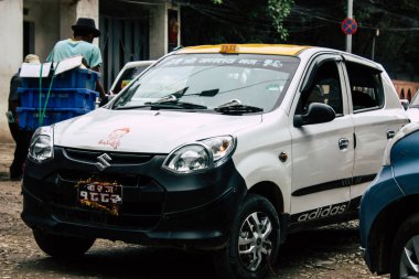 Katmandu Nepal 22 Ağustos 2018 Thamel Street Kathmandu Nepal Dili görünümü takside sabah
