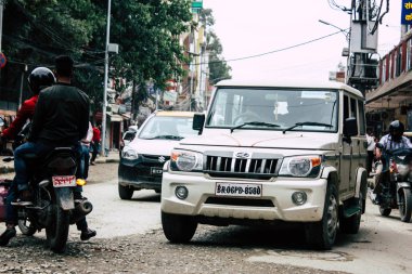 Katmandu Nepal 22 Ağustos 2018 Thamel Street Kathmandu Nepal Dili görünümü takside sabah