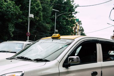 Katmandu Nepal 22 Ağustos 2018 Thamel Street Kathmandu Nepal Dili görünümü takside sabah