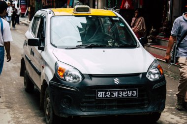 Katmandu Nepal 22 Ağustos 2018 Thamel Street Kathmandu Nepal Dili görünümü takside sabah