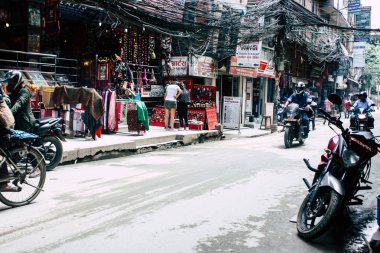Katmandu Nepal 22 Ağustos 2018 Thamel Street Kathmandu Nepal trafik sıkışıklığı sabah görünümünü