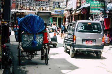 Katmandu Nepal 22 Ağustos 2018 Thamel Street Kathmandu Nepal trafik sıkışıklığı sabah görünümünü