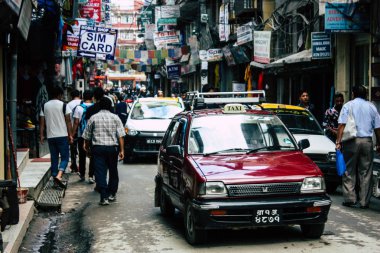 Katmandu Nepal 22 Ağustos 2018 Thamel Street Kathmandu Nepal trafik sıkışıklığı sabah görünümünü