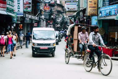 Katmandu Nepal 22 Ağustos 2018 Thamel Street Kathmandu Nepal trafik sıkışıklığı sabah görünümünü