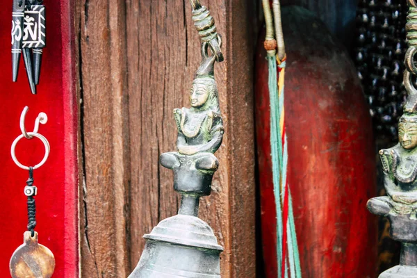Катманду Непал Серпня 2018 Крупним Планом Непальською Декоративні Єкти Продаються — стокове фото
