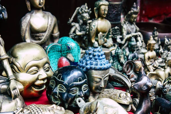 Kathmandu Nepál Srpna 2018 Closeup Dekorativní Sochy Buddhy Prodává Prodejně — Stock fotografie
