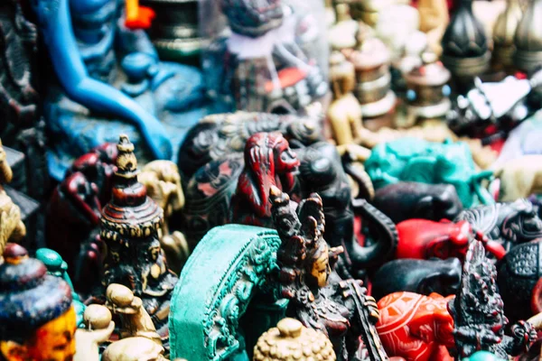 Katmandú Nepal Agosto 2018 Primer Plano Las Estatuas Decorativas Buda —  Fotos de Stock