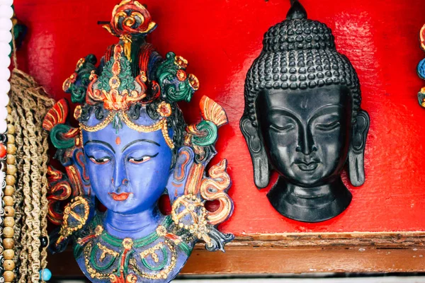 Kathmandu Nepal August 2018 Nahaufnahme Der Traditionellen Nepali Maske Verkauft — Stockfoto