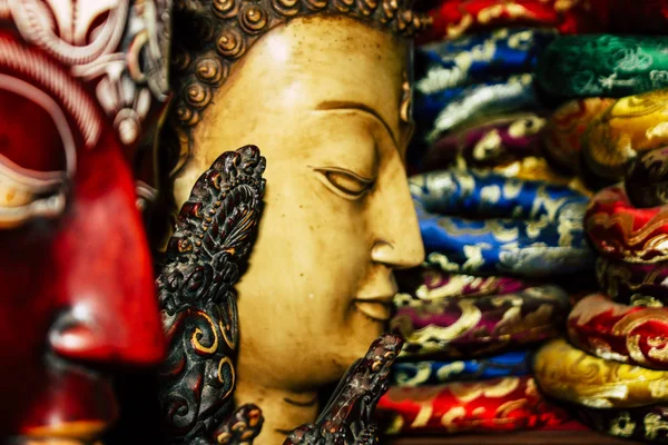 Kathmandu Nepál Srpna 2018 Closeup Tradiční Nepálské Maska Prodává Prodejně — Stock fotografie