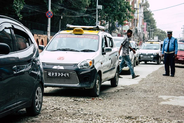 Kathmandu Nepal Agosto 2018 Vista Táxi Nepalês Rua Thamel Kathmandu — Fotografia de Stock