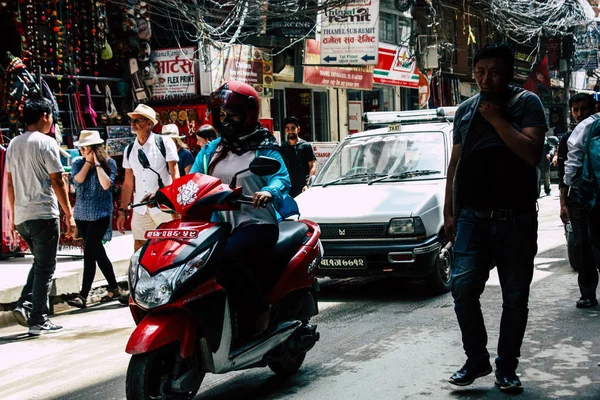 Kathmandu Nepal August 2018 View Nepali Traffic Jam Thamel Street — Stock Photo, Image