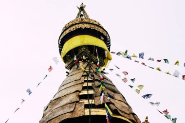 Katmandu Nepal 23 Ağustos 2018 Buda stupa Kathmandu Swayambhunath alanda akşam görünümünü