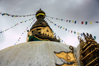Katmandu Nepal 23 Ağustos 2018 Buda stupa Kathmandu Swayambhunath alanda akşam görünümünü