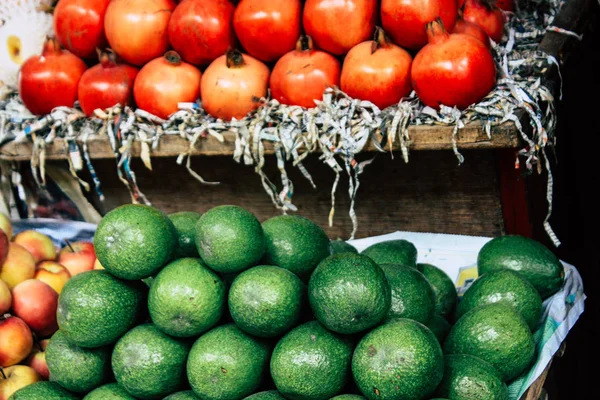 Kathmandu Nepal Agosto 2018 Fecho Várias Frutas Vendidas Mercado Rua — Fotografia de Stock