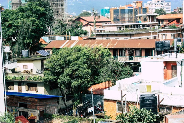 Kathmandu Nepál Augusztus 2018 Városkép Tetőn Épület Központ Thamel Negyedben — Stock Fotó