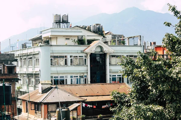 Katmandú Nepal Agosto 2018 Paisaje Urbano Desde Azotea Edificio Ubicado —  Fotos de Stock